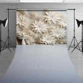 Aperturee Aperturee 3D White Paper Flowers Sweep Photo Backdrop Winter Wedding or Bridal Shower Elegant Poinsettia Wall Decor